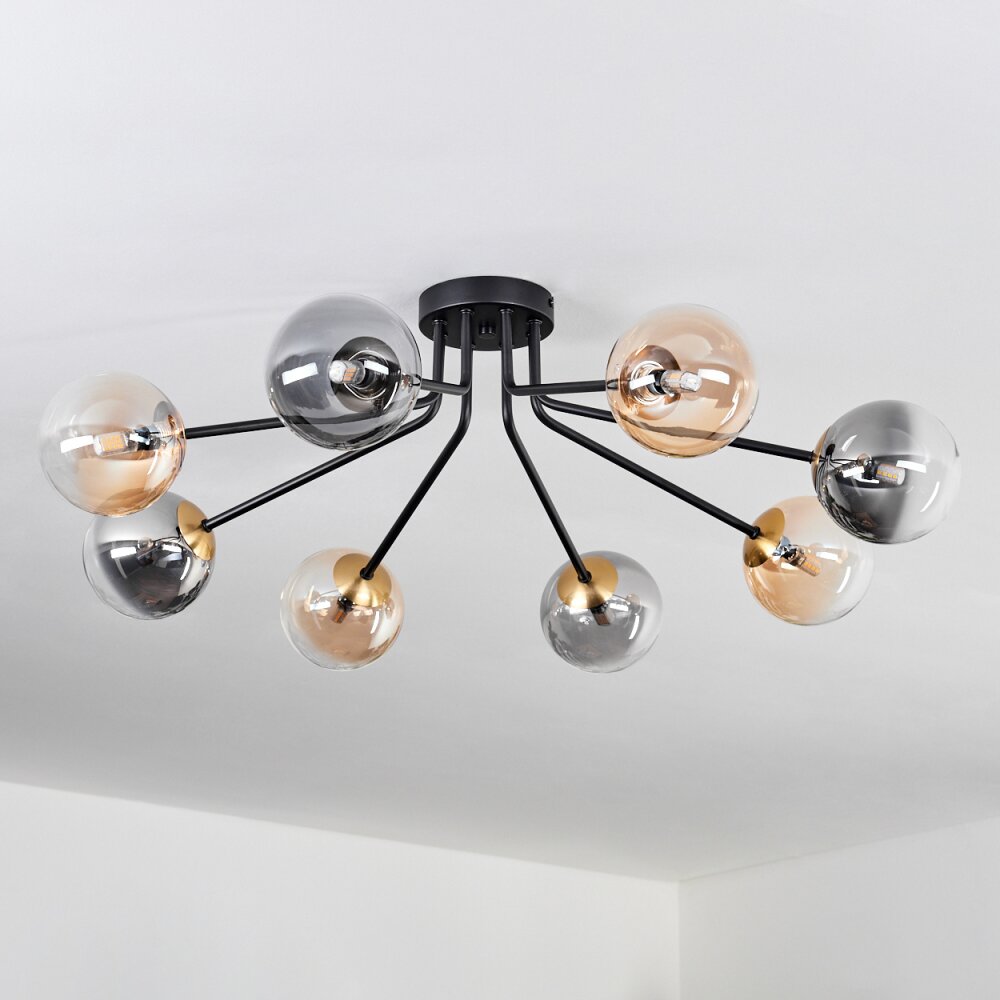 Chehalis Plafoniera - Vetro 12 cm Oro, Nero, 8-Luci