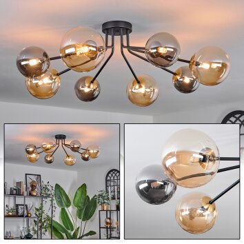 Chehalis Plafoniera - Vetro 12 cm, 15 cm Oro, Nero, 8-Luci Chehalis Plafoniera - Vetro 12 cm, 15 cm Oro, Nero, 8-Luci