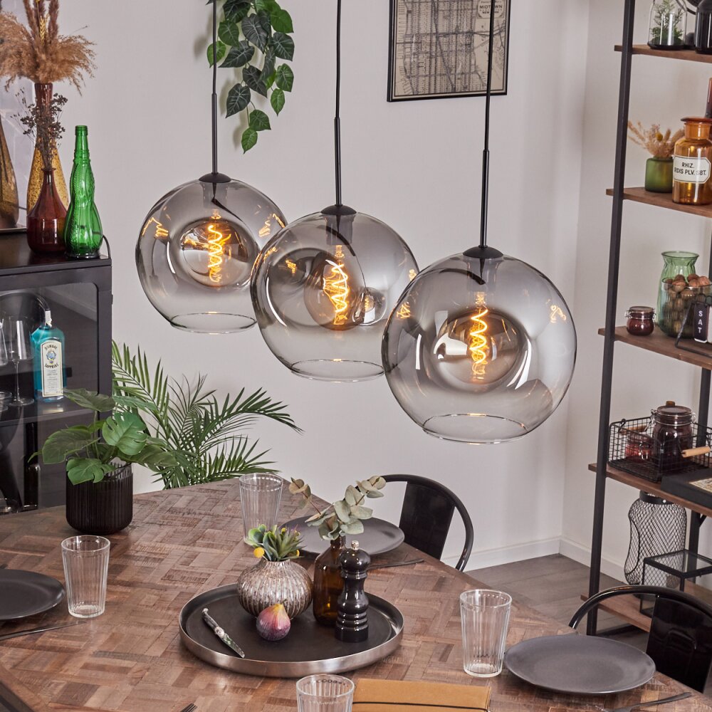 Ripoll Lampadario a sospensione - Vetro 30 cm Chiaro, Grigio fumo, 3-Luci main product photo