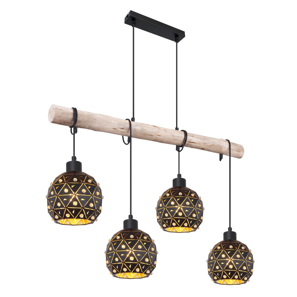 Globo JODIE Lampadario a sospensione Oro, Nero, 4-Luci main product photo