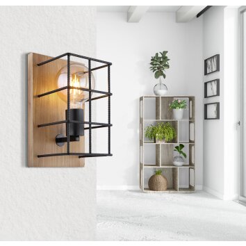 Globo MERRIL Applique Legno chiaro, 1-Luce