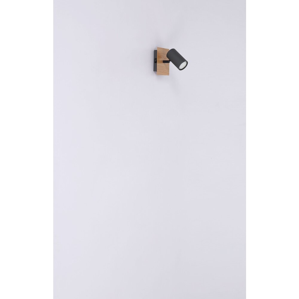 Globo ROBBY Applique Legno scuro, Nero, 1-Luce