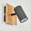 Javel Applique Grigio, Aspetto del legno, Nero, 1-Luce