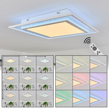 Haumonia Plafoniera LED Bianco, 2-Luci, Telecomando, Cambia colore