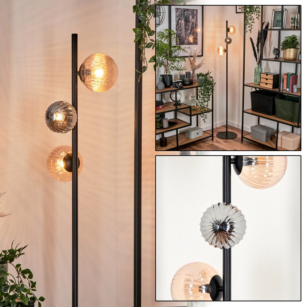 Remaisnil Lampada da terra - Vetro 10 cm, 12 cm Nero, 3-Luci main product photo