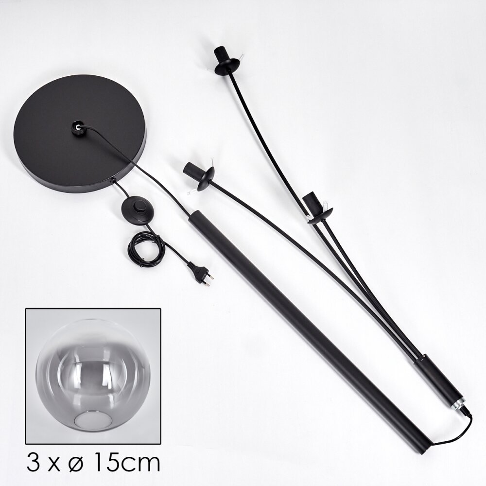 Gastor Lampada da terra - Vetro 15 cm Chiaro, Grigio fumo, 3-Luci