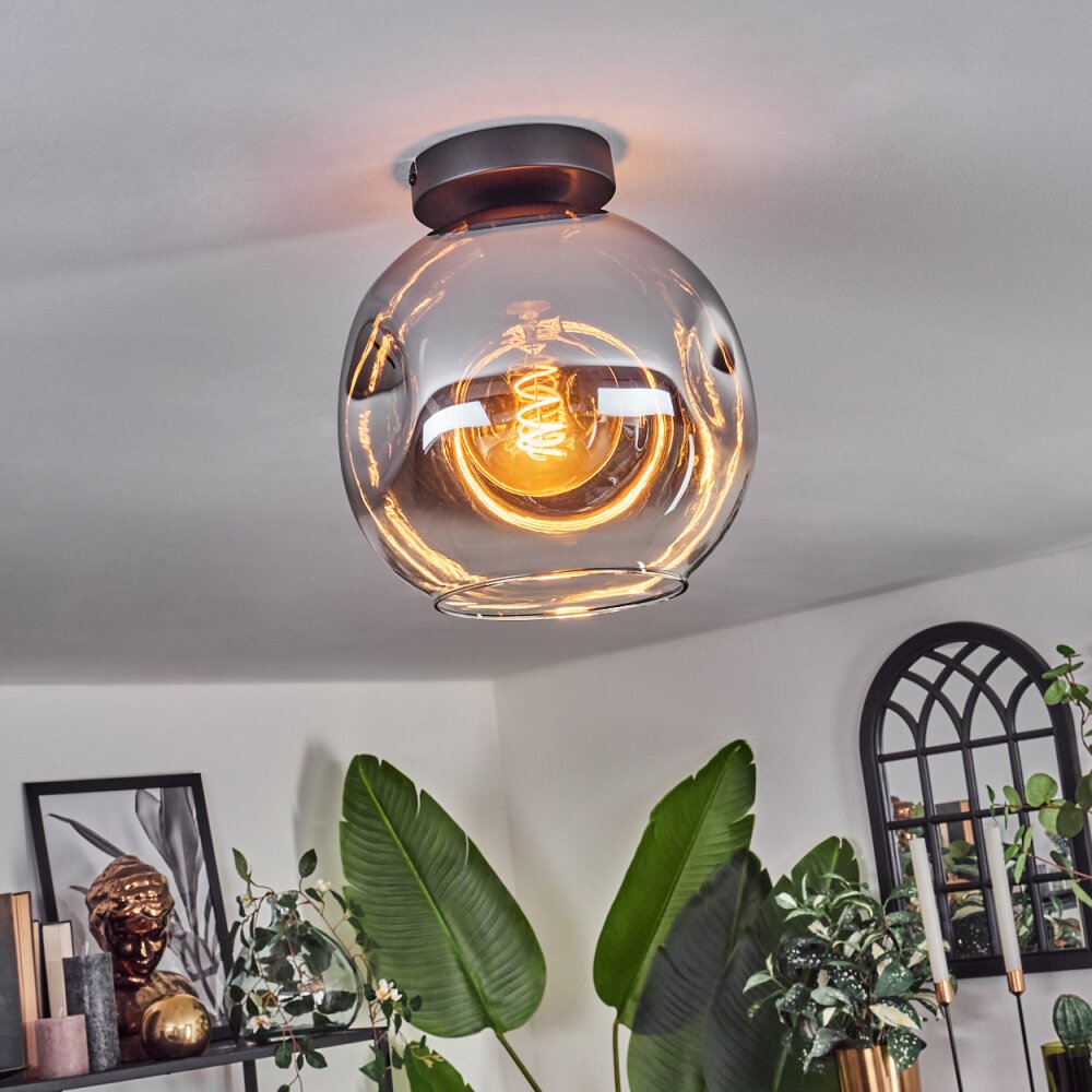 Ripoll Plafoniera - Vetro 25 cm Cromo, Chiaro, 1-Luce