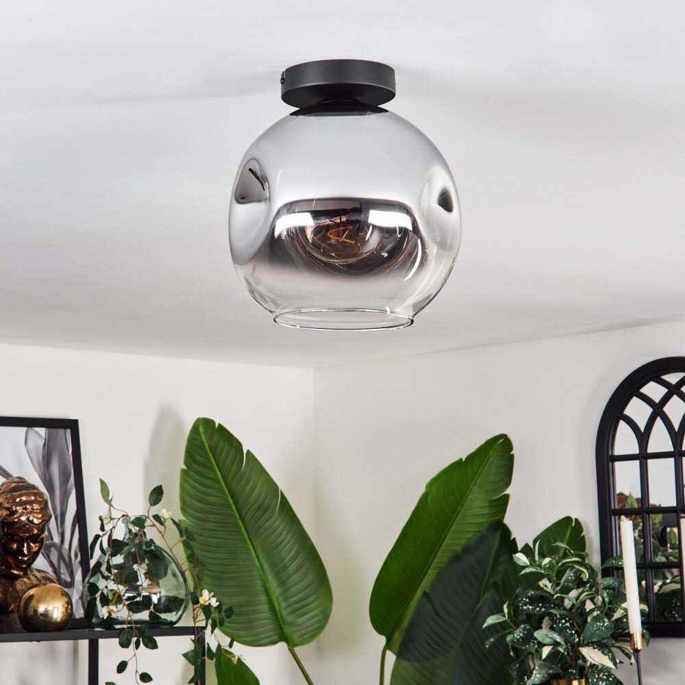 Ripoll Plafoniera - Vetro 25 cm Cromo, Chiaro, 1-Luce