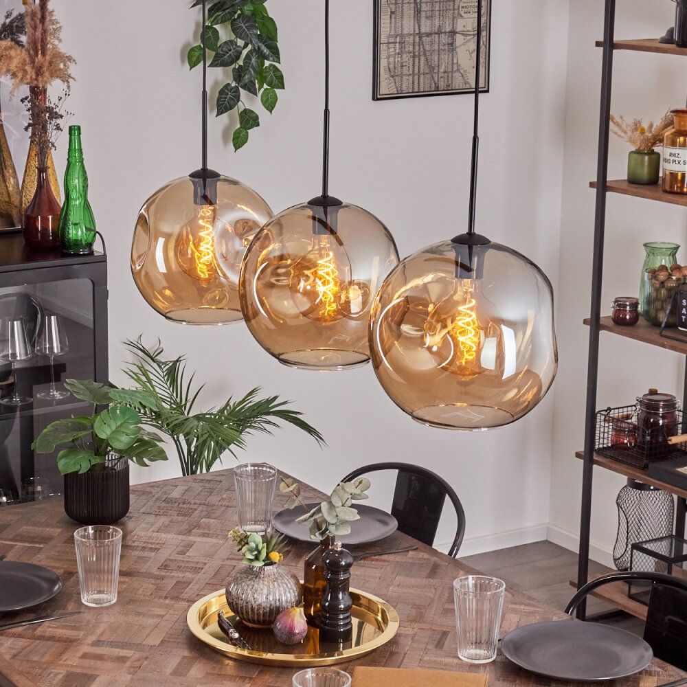 Ripoll Lampadario a sospensione - Vetro 30 cm Nero, 3-Luci main product photo