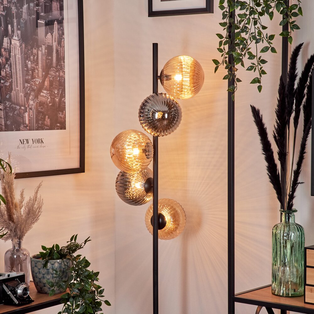 Remaisnil Lampada da terra - Vetro 15 cm Ambrato, Grigio fumo, 5-Luci