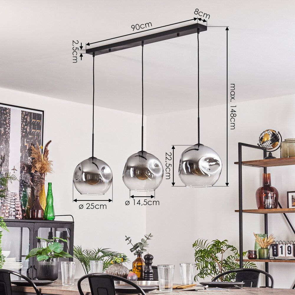 Ripoll Lampadario a sospensione Nero, 3-Luci