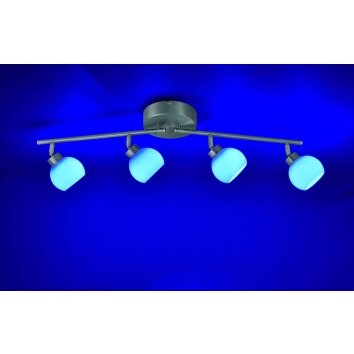 Leuchten Direkt LOLA-LOTTA Plafoniera LED Acciaio inox, 4-Luci, Telecomando, Cambia colore