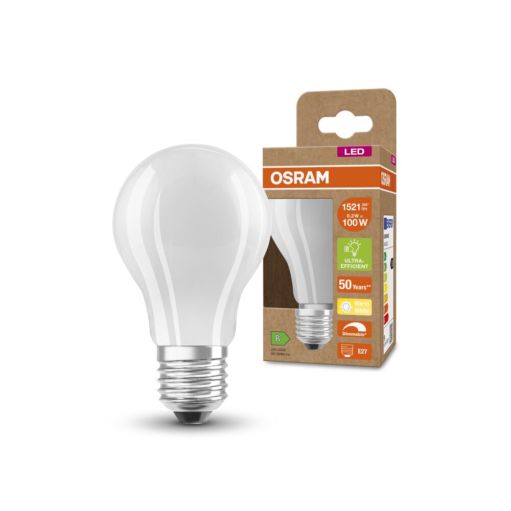 Illuminazione Osram E27 LED 8.2 Watt Bianco caldo dimmerabile 1521 Lumen main product photo