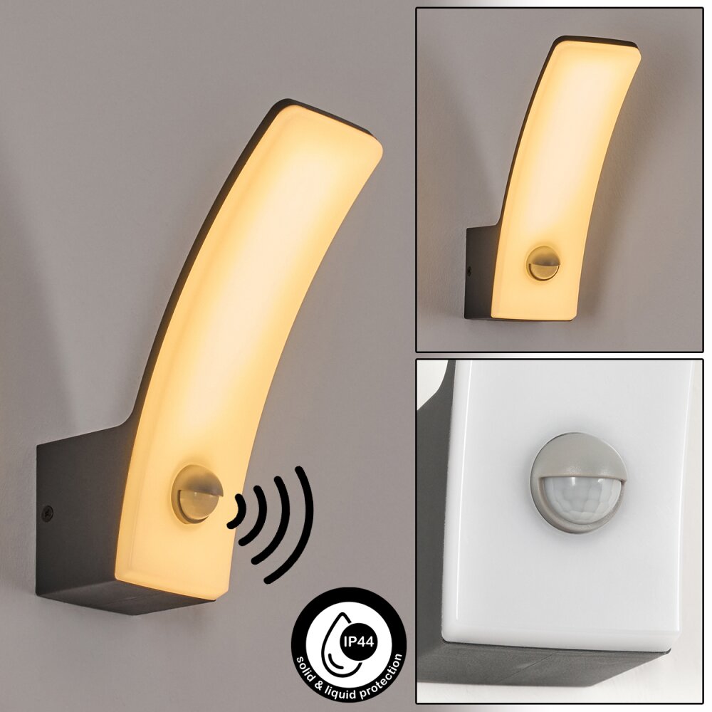 Azia Lampada da parete per esterno LED Antracite, 1-Luce, Sensori di movimento main product photo