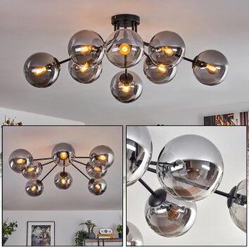 Gastor Plafoniera 87 cm Nero, 8-Luci
