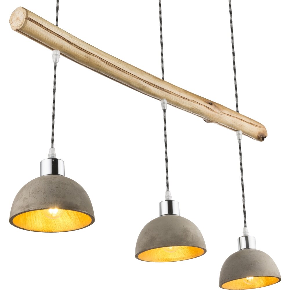 Globo Jebel Lampadario a sospensione Legno chiaro, Nichel opaco, 3-Luci main product photo