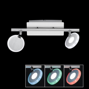 Honsel Tonic RGBW Plafoniera LED Alluminio, Cromo, 2-Luci, Telecomando, Cambia colore
