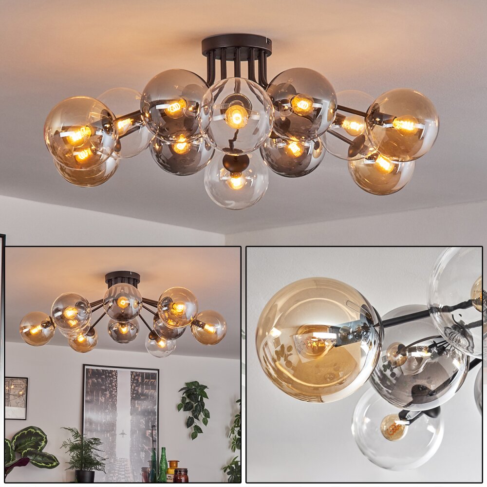 Gastor Plafoniera 91 cm Ambrato, Chiaro, Grigio fumo, 12-Luci main product photo