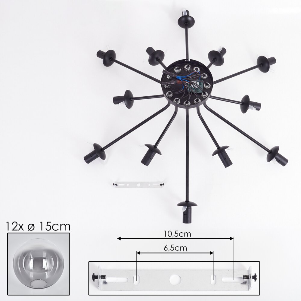 Gastor Plafoniera 91 cm Chiaro, Grigio fumo, 12-Luci