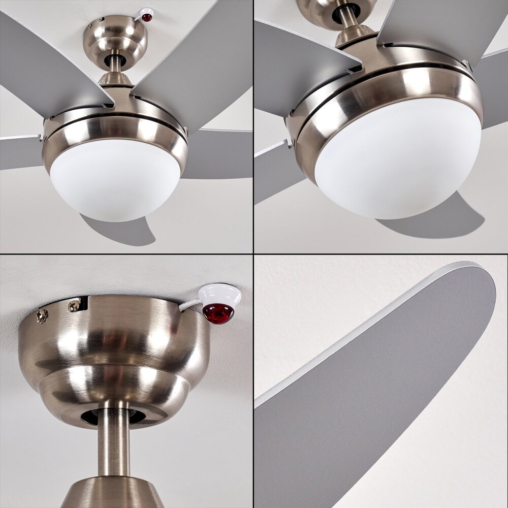 Ventilatori a soffitto Morino Nichel opaco, Argento, 2-Luci, Telecomando
