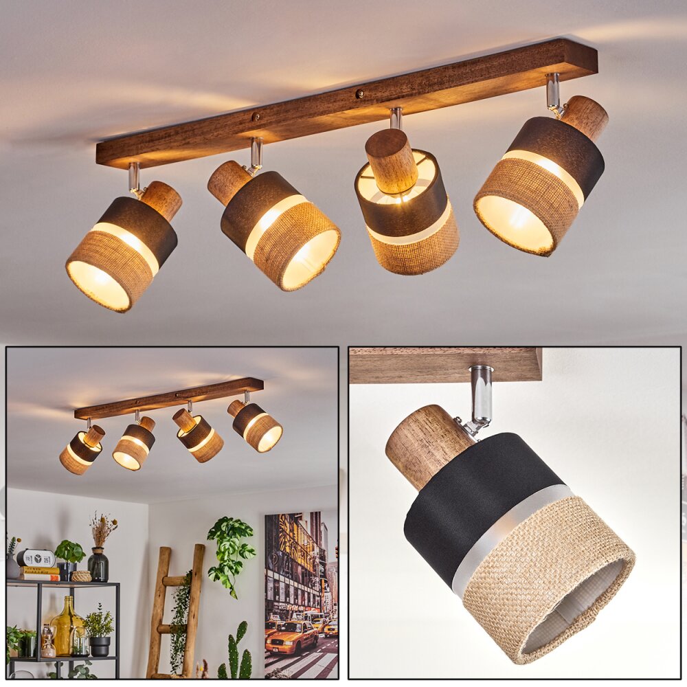 Fallhagen Plafoniera Cromo, Marrone scuro, 4-Luci main product photo