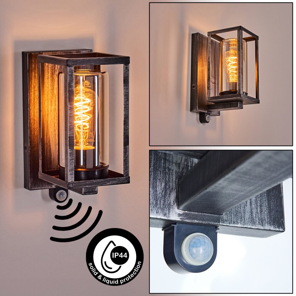 Portalis Lampada da parete per esterno Nero, Argento, 1-Luce, Sensori di movimento main product photo
