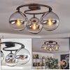Gastor Plafoniera, Lampada a sfera 37 cm Cromo, Chiaro, Grigio fumo, 3-Luci