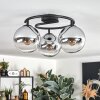 Gastor Plafoniera, Lampada a sfera 37 cm Cromo, Chiaro, Grigio fumo, 3-Luci