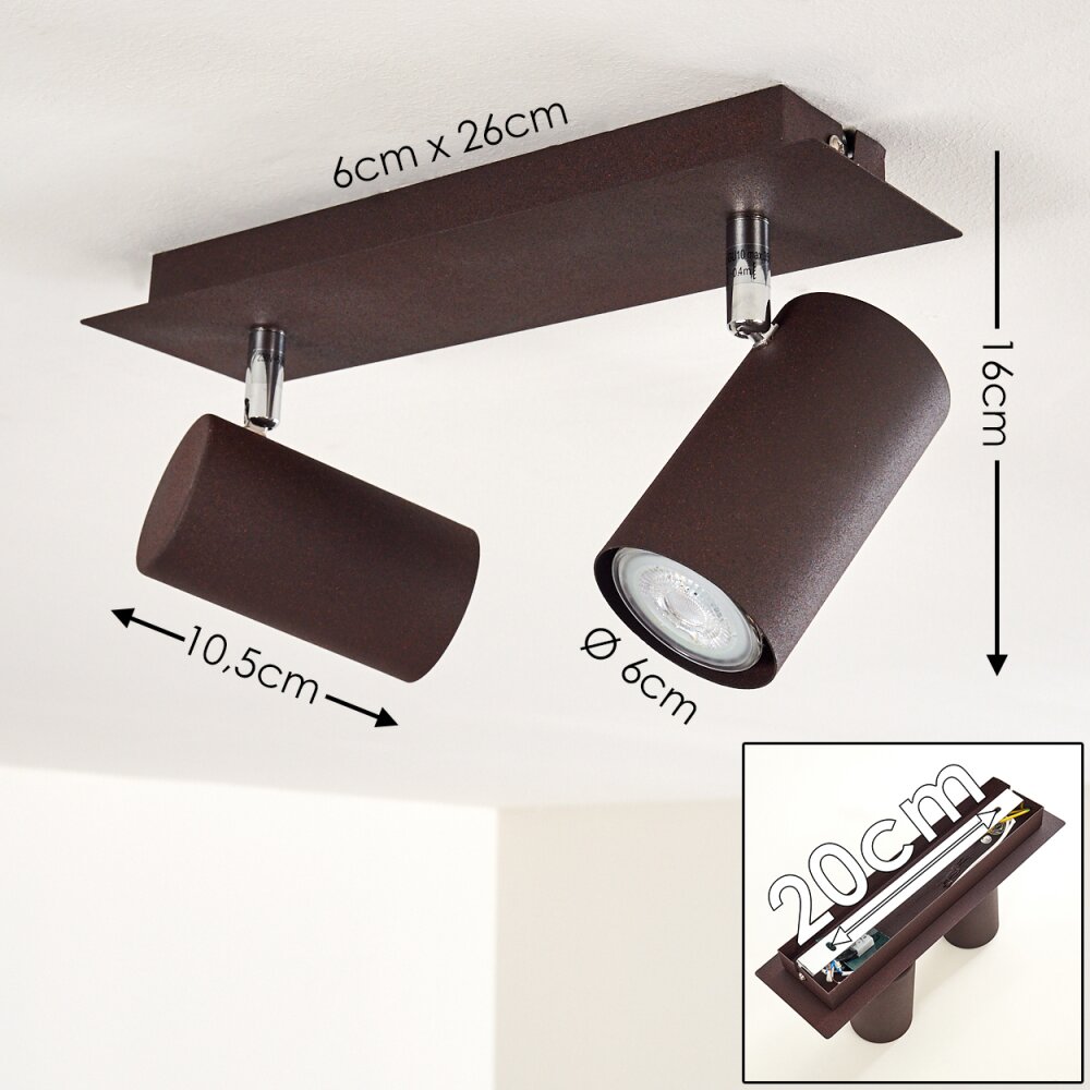Zuoz Plafoniera Ruggine, 2-Luci