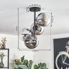 Gastor Plafoniera, Lampada a sfera Cromo, Chiaro, Grigio fumo, 4-Luci