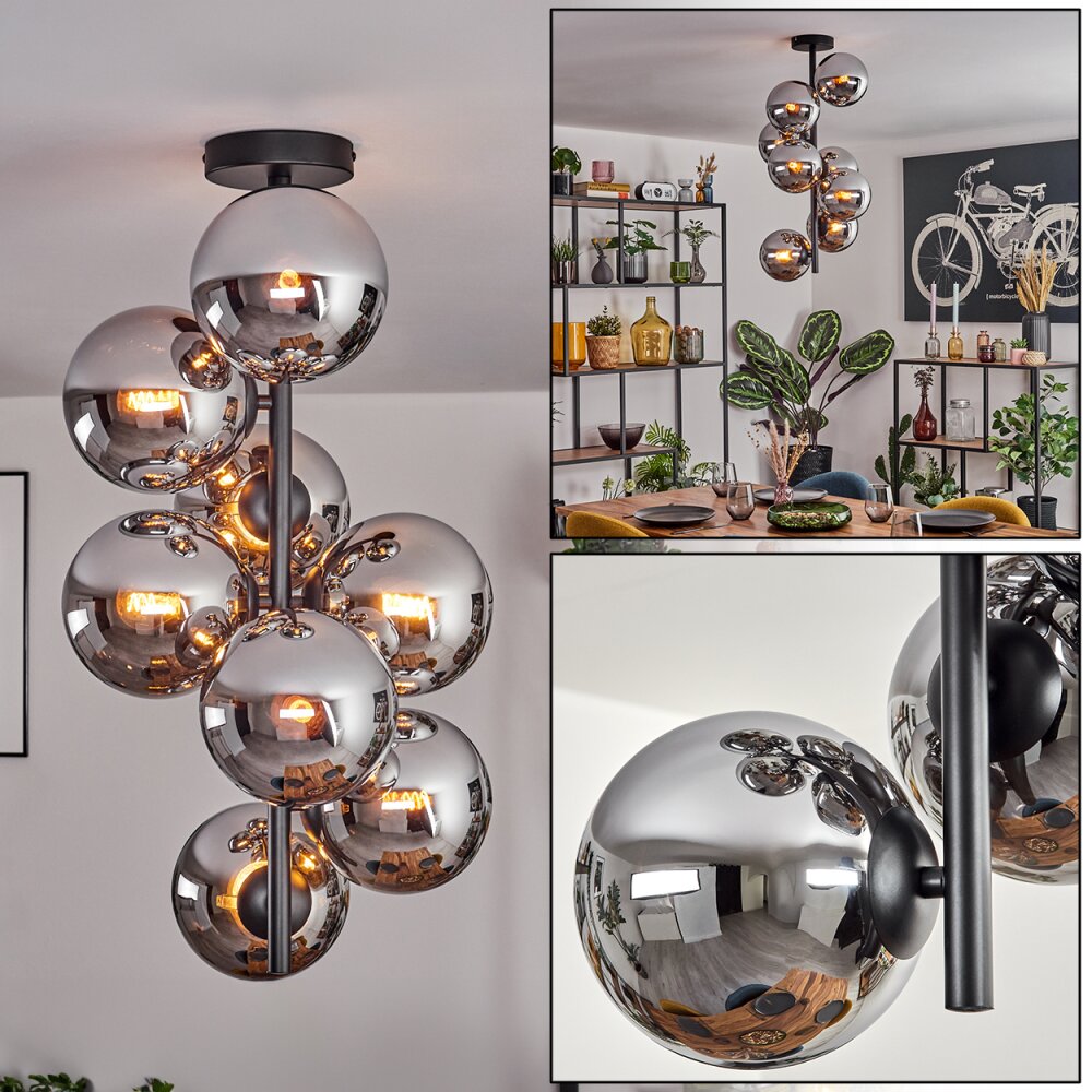 Gastor Plafoniera, Lampada a sfera Cromo, Grigio fumo, 8-Luci main product photo