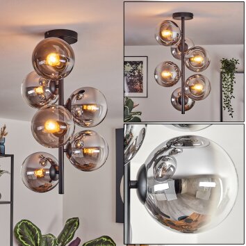 Gastor Plafoniera, Lampada a sfera Cromo, Grigio fumo, 6-Luci Gastor Plafoniera, Lampada a sfera Cromo, Grigio fumo, 6-Luci
