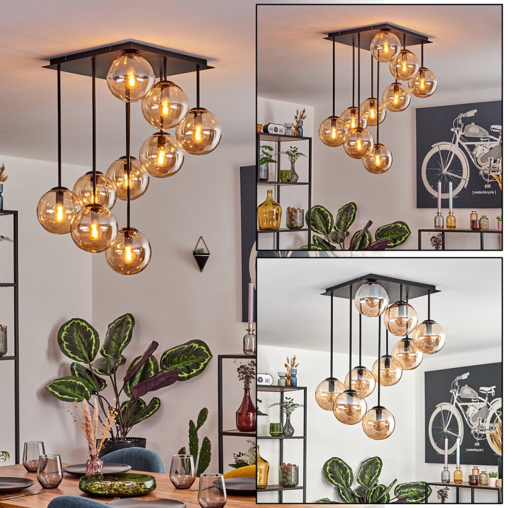 Gastor Plafoniera, Lampada a sfera Ambrato, 9-Luci main product photo