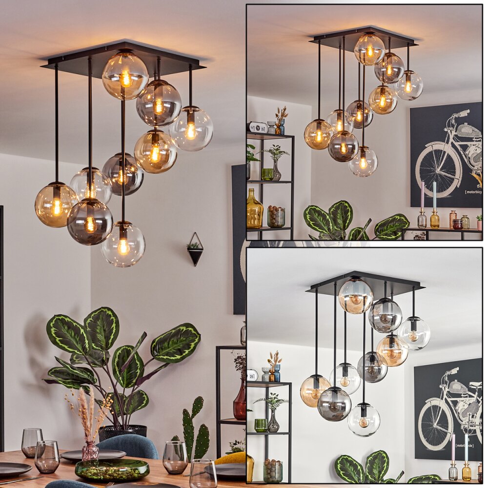 Gastor Plafoniera, Lampada a sfera Ambrato, Chiaro, Grigio fumo, 9-Luci main product photo