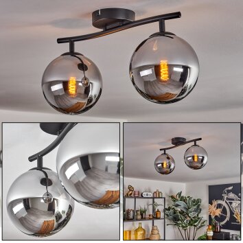 Gastor Plafoniera, Lampada a sfera Cromo, Grigio fumo, 2-Luci Gastor Plafoniera, Lampada a sfera Cromo, Grigio fumo, 2-Luci