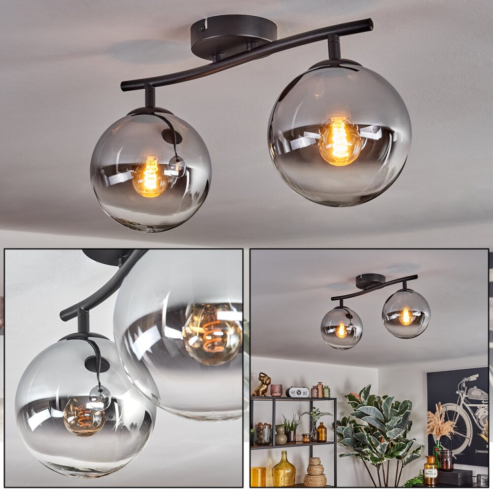 Gastor Plafoniera, Lampada a sfera Cromo, Chiaro, Grigio fumo, 2-Luci main product photo