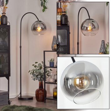 Koyoto Lampada a sfera, Lampada da terra, Lampade ad arco Cromo, Chiaro, Grigio fumo, 1-Luce