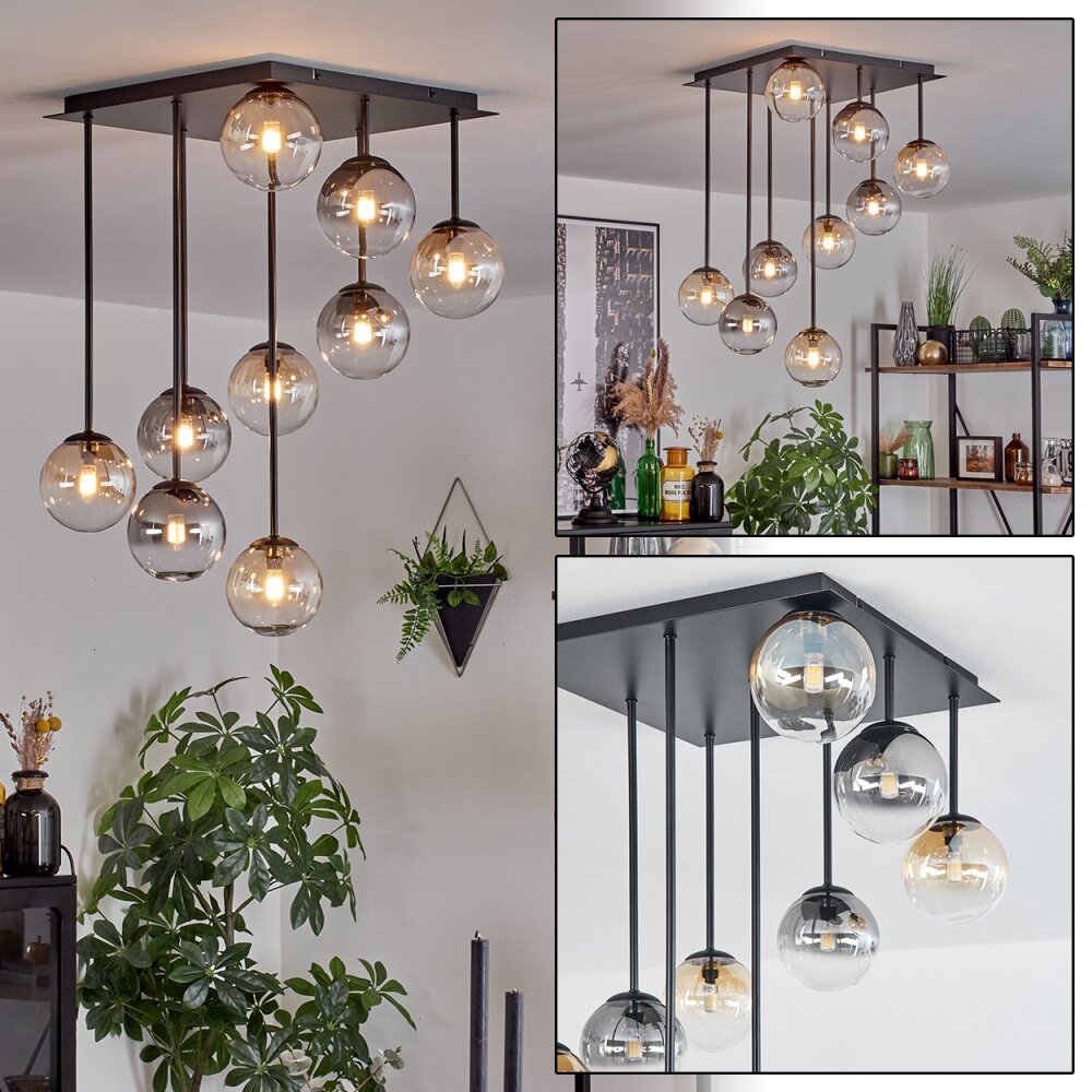 Chehalis Plafoniera, Lampada a sfera Ambrato, Chiaro, Grigio fumo, 9-Luci main product photo