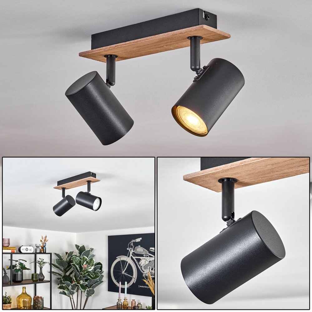 Guardais Plafoniera Marrone, Aspetto del legno, Nero, 2-Luci main product photo