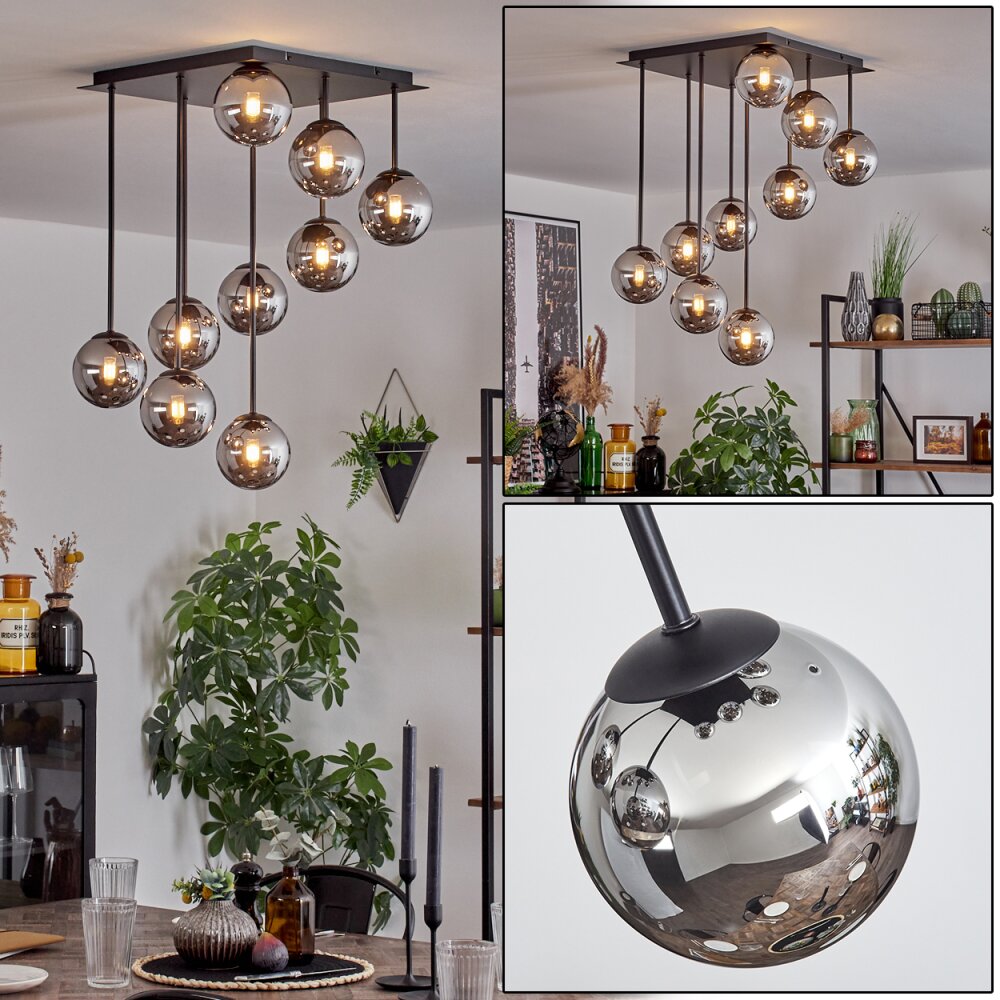 Chehalis Plafoniera, Lampada a sfera Cromo, Grigio fumo, 9-Luci main product photo