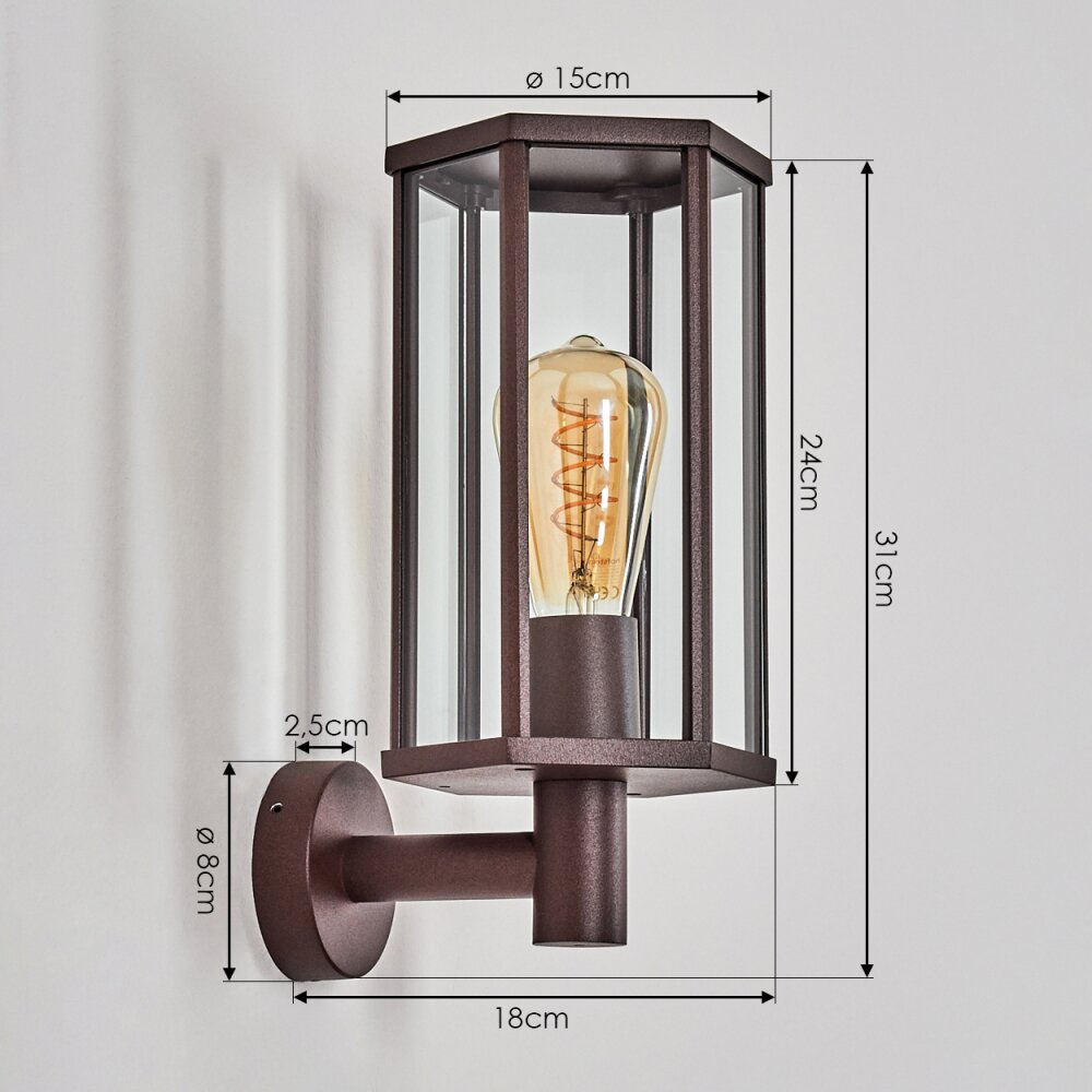 Monfanim Lampada da parete per esterno Ruggine, 1-Luce