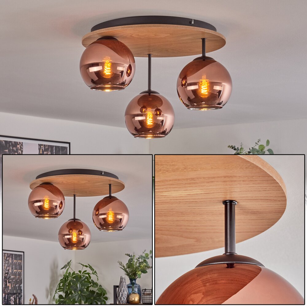 Koyoto Plafoniera, Lampada a sfera Écru, Nero, 3-Luci main product photo