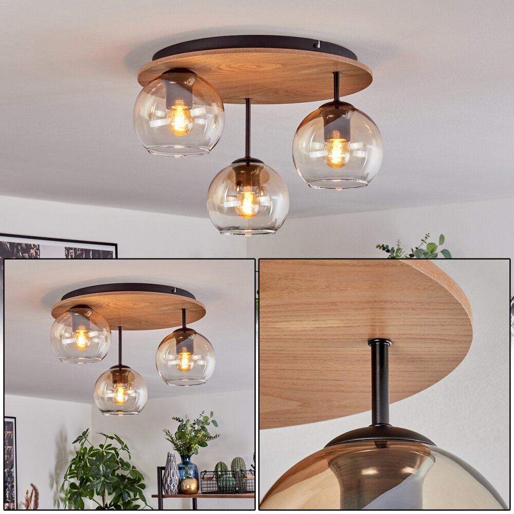 Koyoto Plafoniera, Lampada a sfera Écru, Nero, 3-Luci main product photo