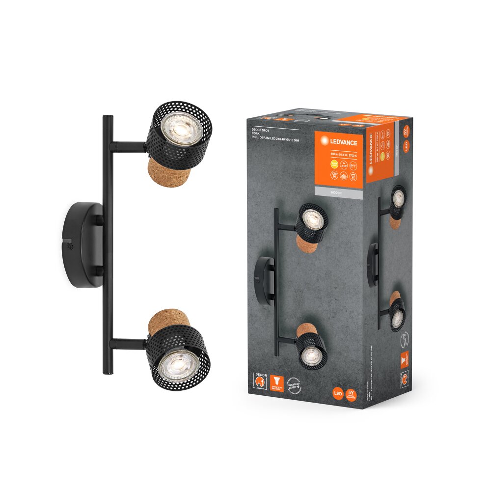 Illuminazione Ledvance Spot Plafoniera LED Nero, 2-Luci main product photo