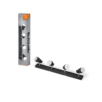 Illuminazione Ledvance Spot Plafoniera, Faretto da soffitto LED Nero, 4-Luci