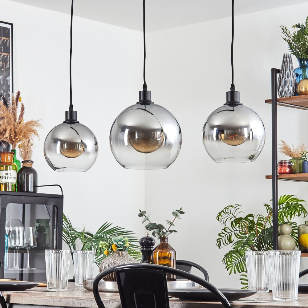 Tapitapa Lampadario a sospensione, Lampada a sfera Nero, 3-Luci