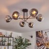 Gastor Plafoniera, Lampada a sfera 80 cm Cromo, Chiaro, Grigio fumo, 6-Luci