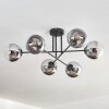 Gastor Plafoniera, Lampada a sfera 80 cm Cromo, Chiaro, Grigio fumo, 6-Luci