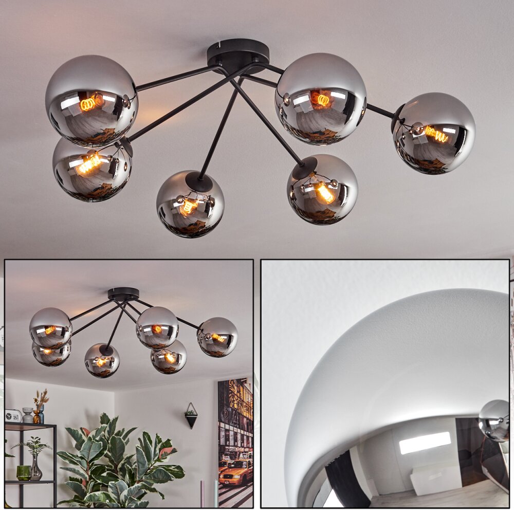 Gastor Plafoniera, Lampada a sfera 80 cm Cromo, Grigio fumo, 6-Luci main product photo