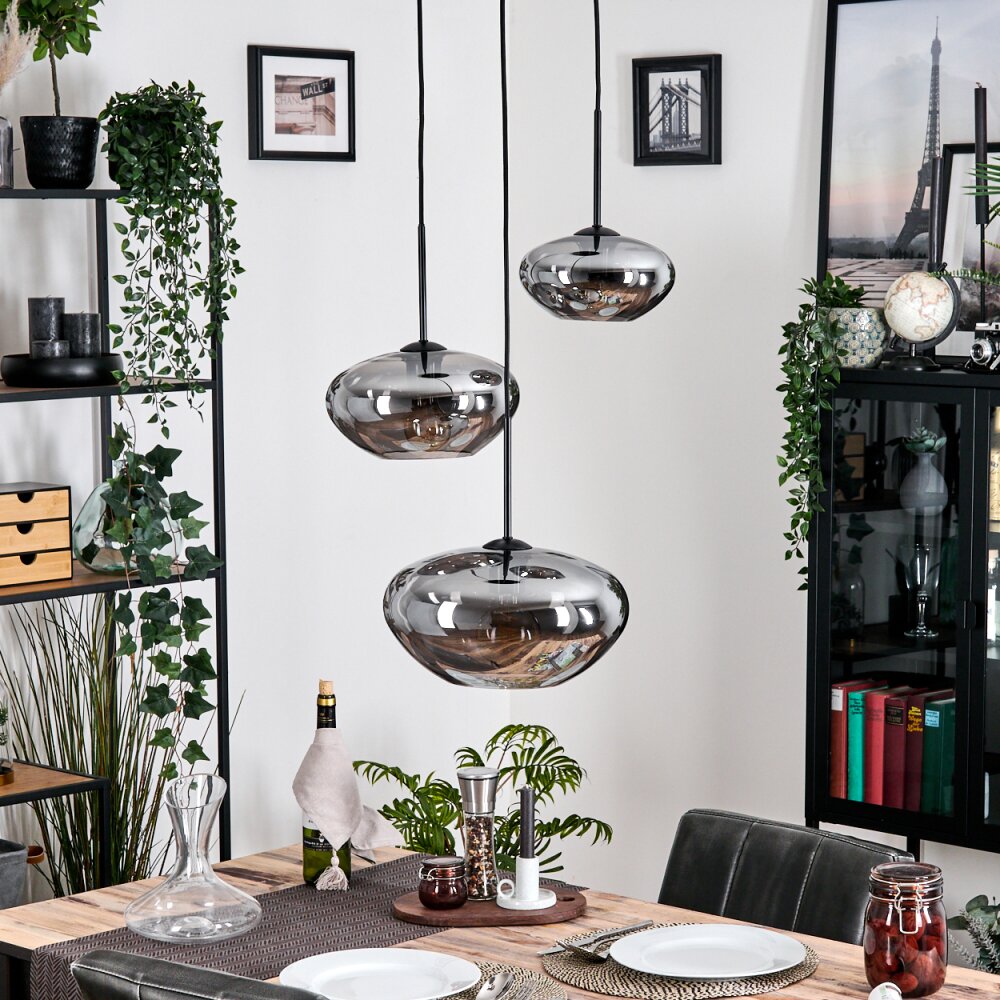 Mertola Lampadario a sospensione, Lampada a sfera Nero, 3-Luci